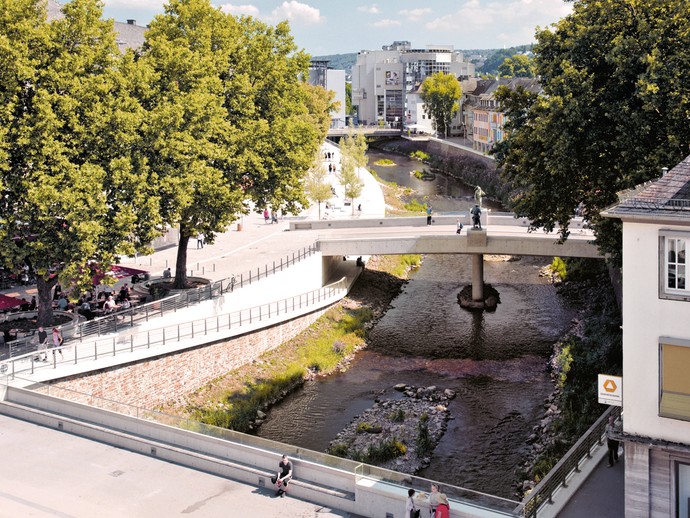 Neue Fußgängerbrücken über die Sieg (vergrößerte Bildansicht wird geöffnet)